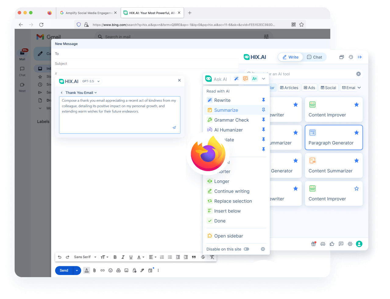 <span class="text-[#00D3B6]">Fremskynd</span> din skrivning på Firefox